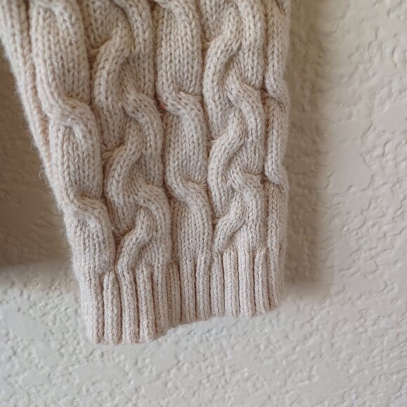 Croft & Barrow Beige Cable Knit Crew Neck Long Sleeve Sweater 100% Cotton Medium - Picture 4 of 13